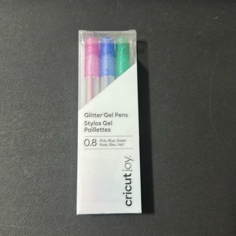 Cricket joy, glitter gel, 0.8 pink, blue and green metallic pens